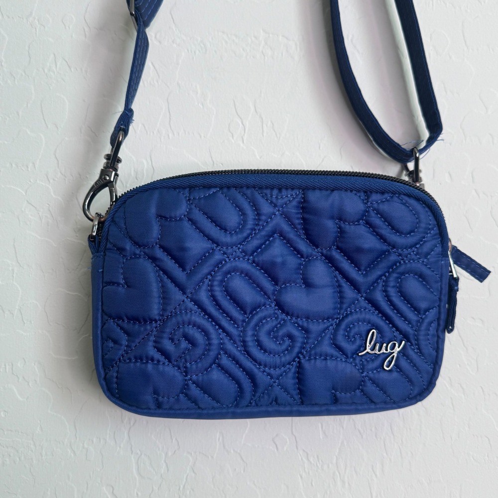 Lug Coupe Convertible Heart Quilted Crossbody Bag Cobalt‎ Blue RFID Travel